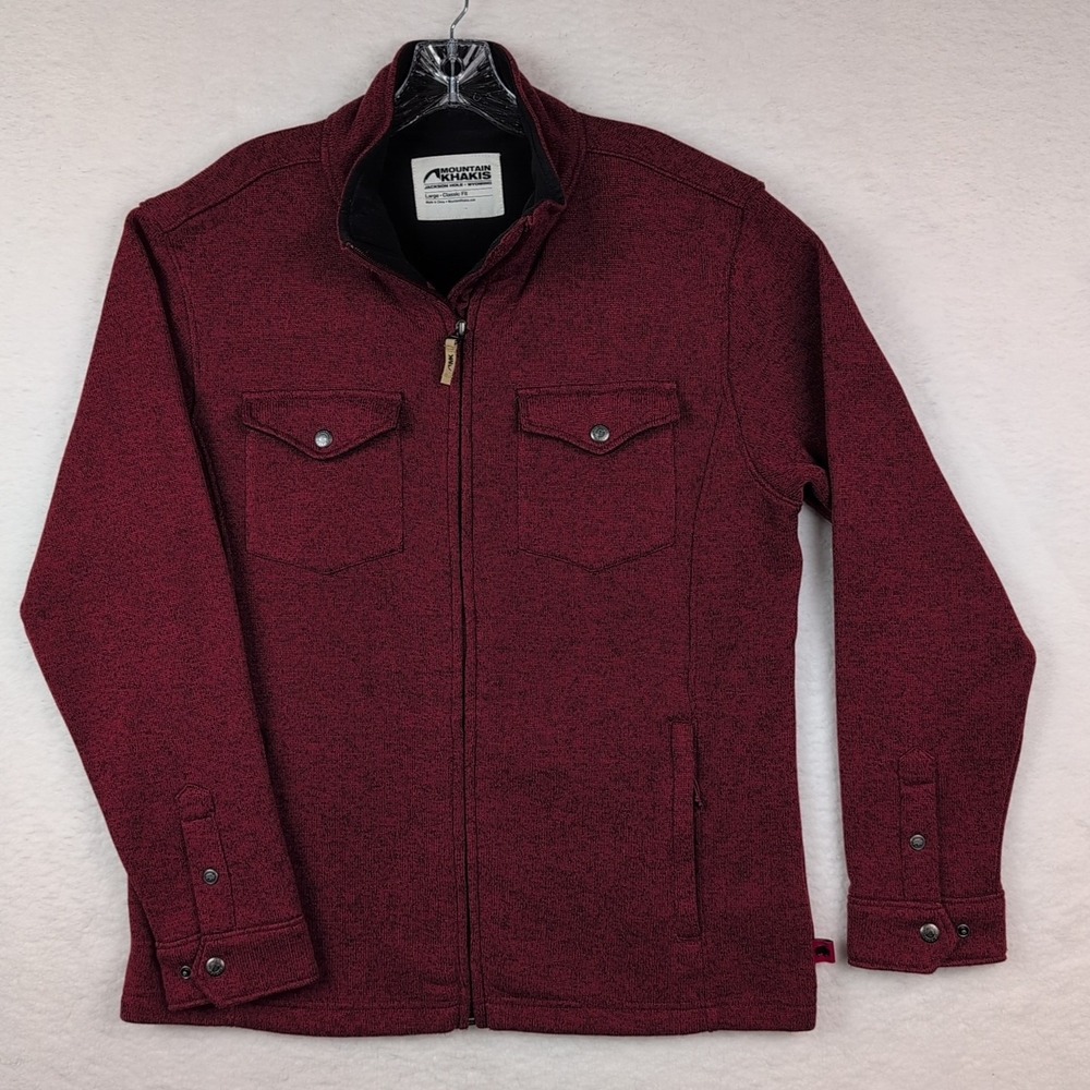 Mountain Khakis Men's Large Full‎ Zip Fleece Sweater Jacket Old Faithful Red